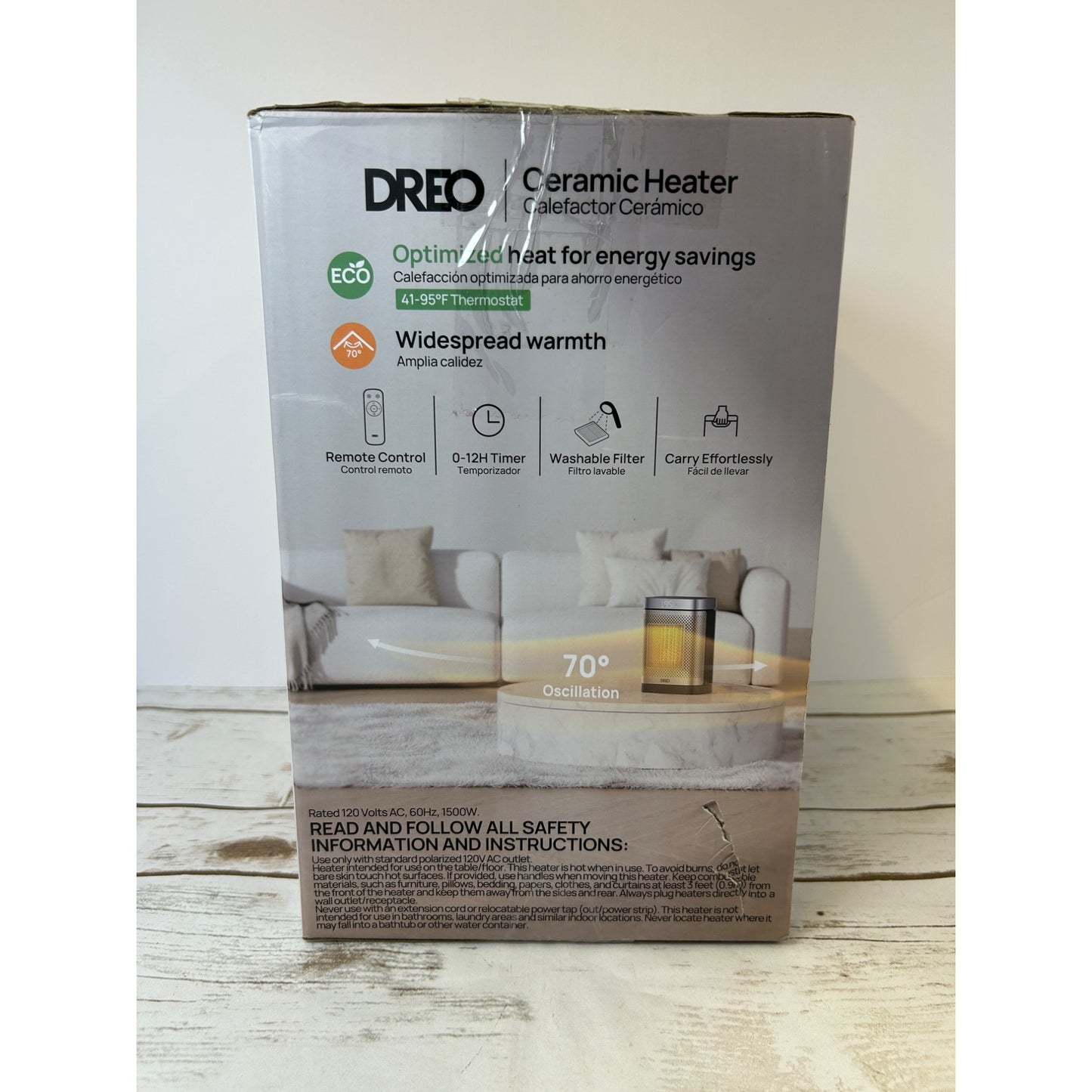 Dreo 1500W PTC Ceramic Heater With Oscillation & LED Display For Indoor Use