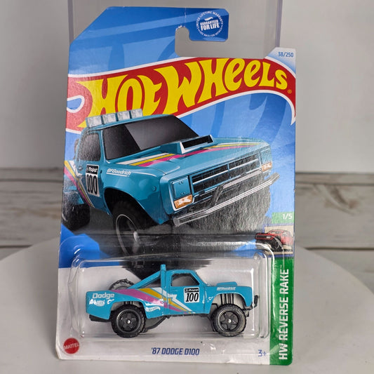 Hot Wheels 87 Dodge D100 Die-Cast Car Truck 38/250 Blue