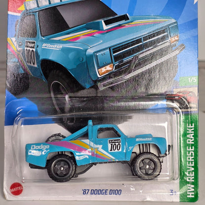 Hot Wheels 87 Dodge D100 Die-Cast Car Truck 38/250 Blue