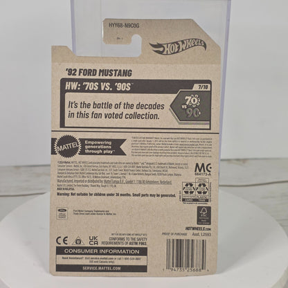 Hot Wheels 92 Ford Mustang Die-Cast Model 1:64 Scale Limited Edition 127/250 70s Vs 90s Series Black & Red Design