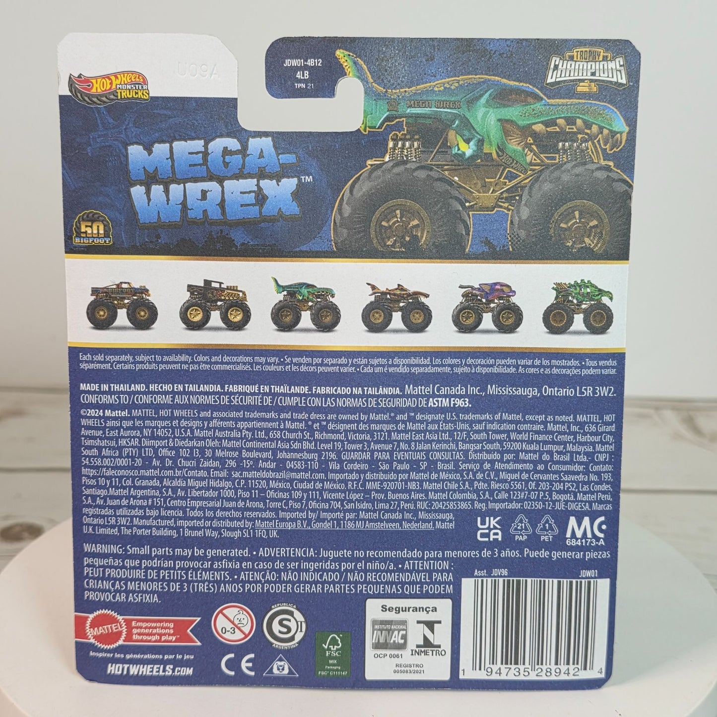 Hot Wheels Monster Trucks Mega-Wrex Trophy Champions Edition With Gold Accents & 50th Bigfoot Logo