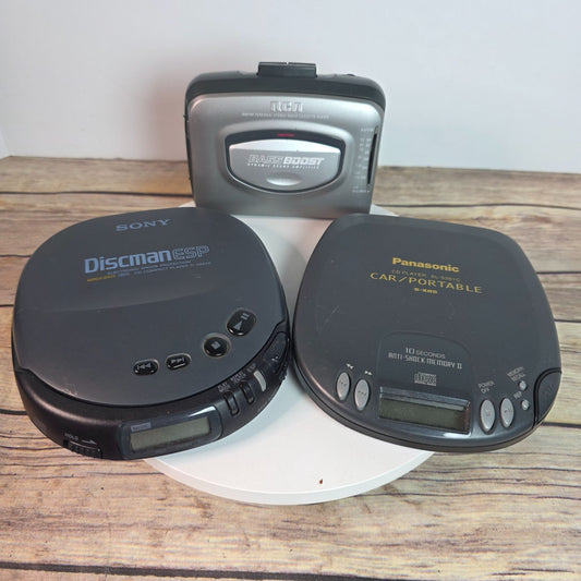 Lot Of Vintage Sony Discman ESP D-242CK & Panasonic SL-SW405 CD Players RCA Cassette Player For Parts