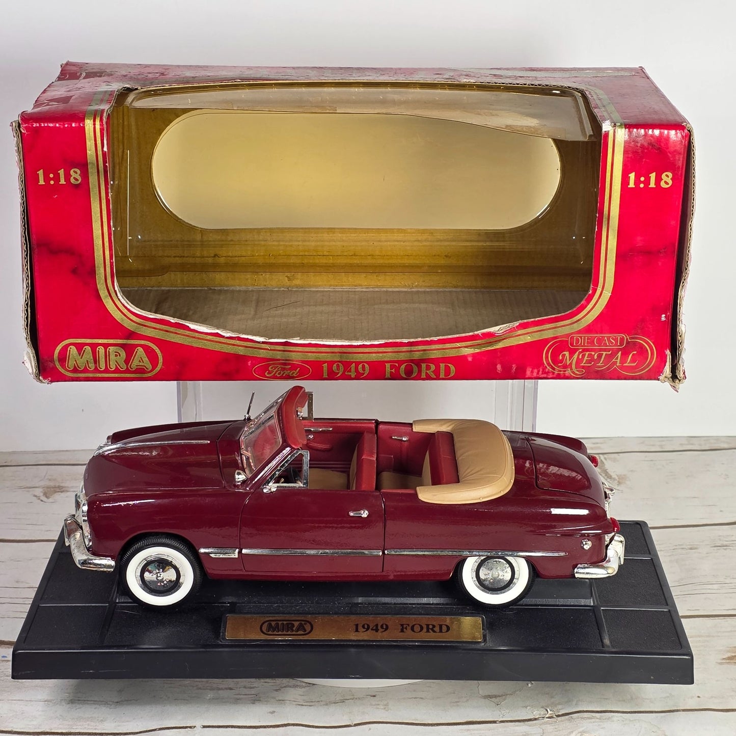 1949 Ford Convertible Diecast Model Car 1:18 Scale By MIRA With Box