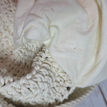 Handcrafted Crochet Tote Bag With Red & Beige Embroidery