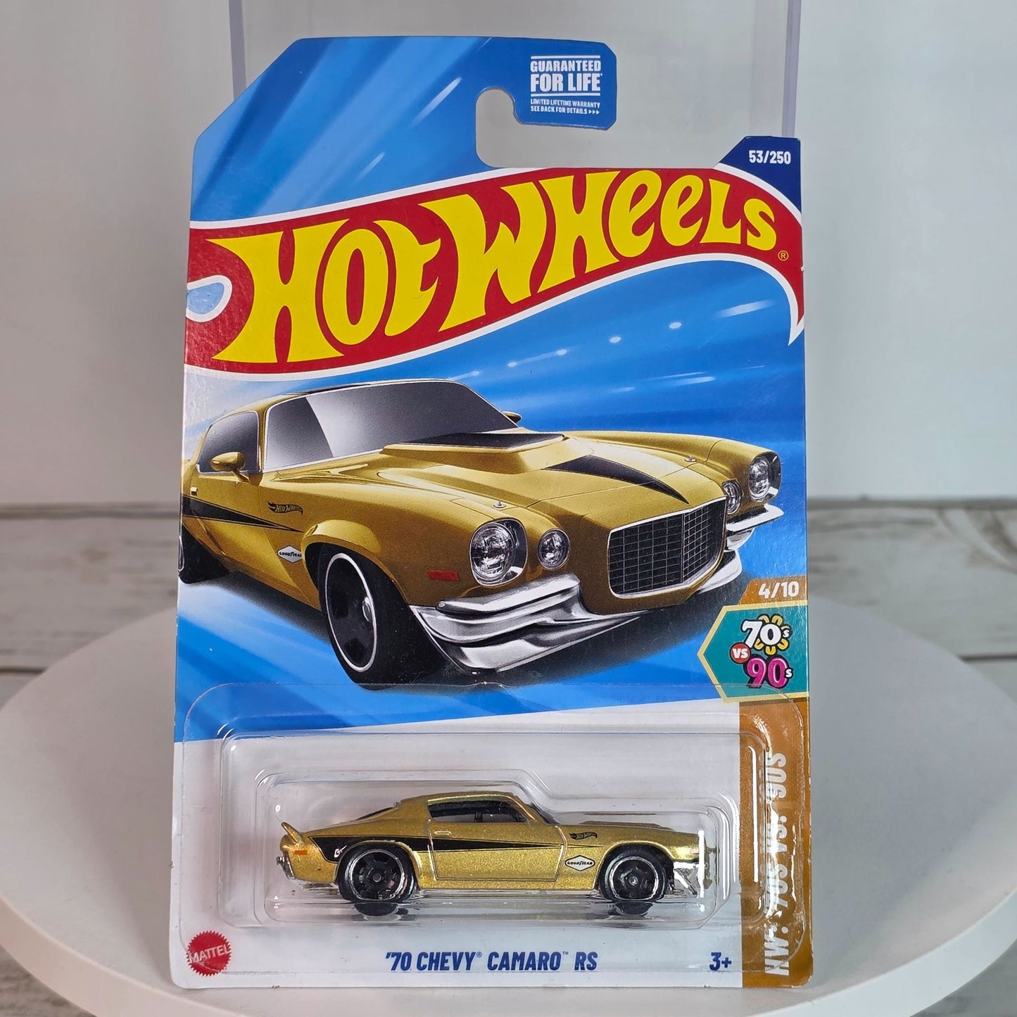 Hot Wheels 70 Chevy Camaro RS Die-Cast Car 53/250 Gold 70s Vs 90s Series Collectible Toy