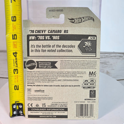 Hot Wheels 70 Chevy Camaro RS Die-Cast Car 53/250 Gold 70s Vs 90s Series Collectible Toy