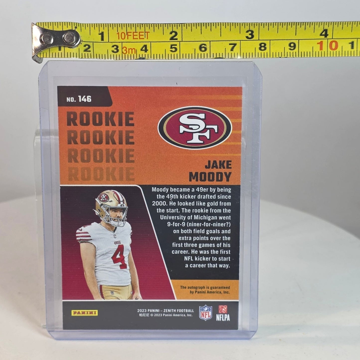 2023 Zenith Jake Moody Rookie Card #146 Red Zone Auto San Francisco 49ers Football Trading Card