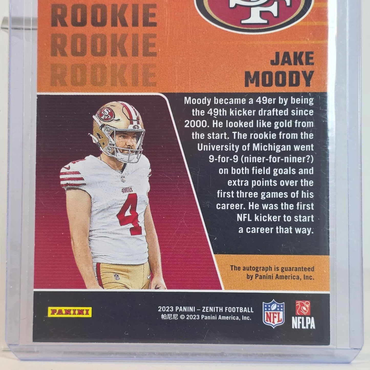 2023 Zenith Jake Moody Rookie Card #146 Red Zone Auto San Francisco 49ers Football Trading Card