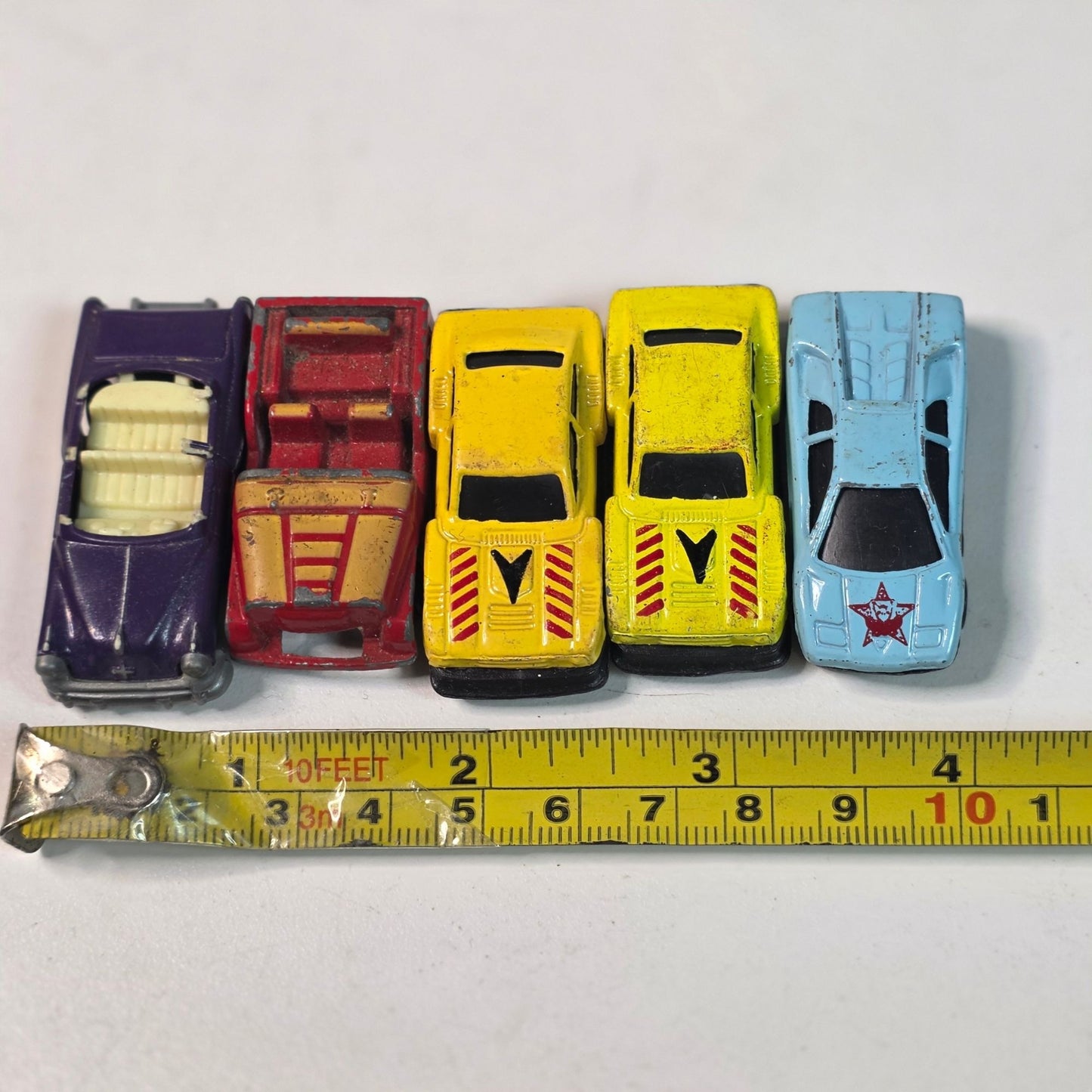 Vintage HO Scale 1/87 Diecast Cars Lot of 5 Tootsietoy Style Played China