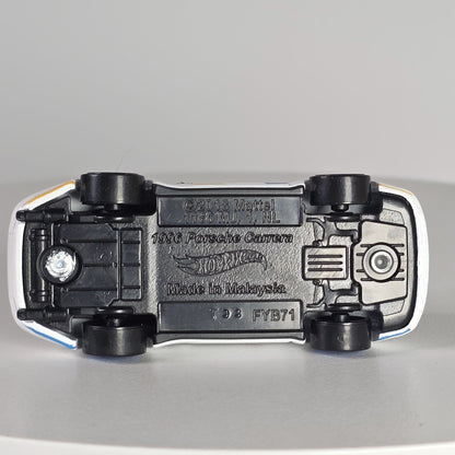 Hot Wheels 96 Porsche Carrera Die-Cast Car Model 1:64 Scale White/Blue/Yellow With Blue Rims Toy