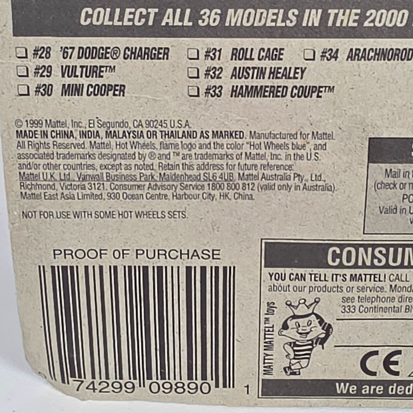 Hot Wheels 2000 First Editions Arachnorod® #34 Of 36 Cars Die-Cast 3+