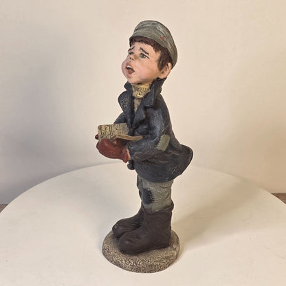 Sarahs Attic Resin Figurine Vintage Boy Caroler Weasel #244/1992 Limited Edition USA