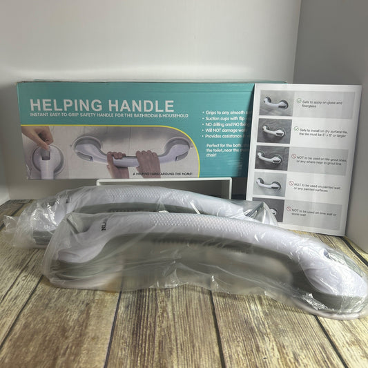 Helping Handle Suction Cups Safety Bar 2 Pack For Bathroom & Household Easy-To-Install Non-Porous Surfaces Safe Grips