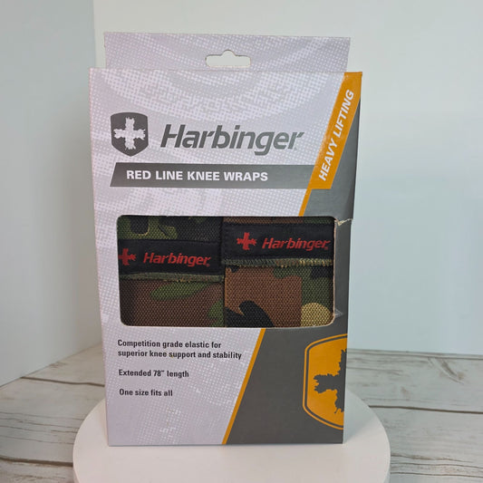 Harbinger Red Line Knee Wraps Camouflage Heavy Lifting Support 78" Elastic One Size Fits All