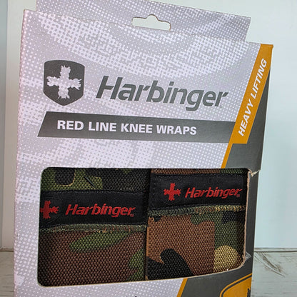 Harbinger Red Line Knee Wraps Camouflage Heavy Lifting Support 78" Elastic One Size Fits All