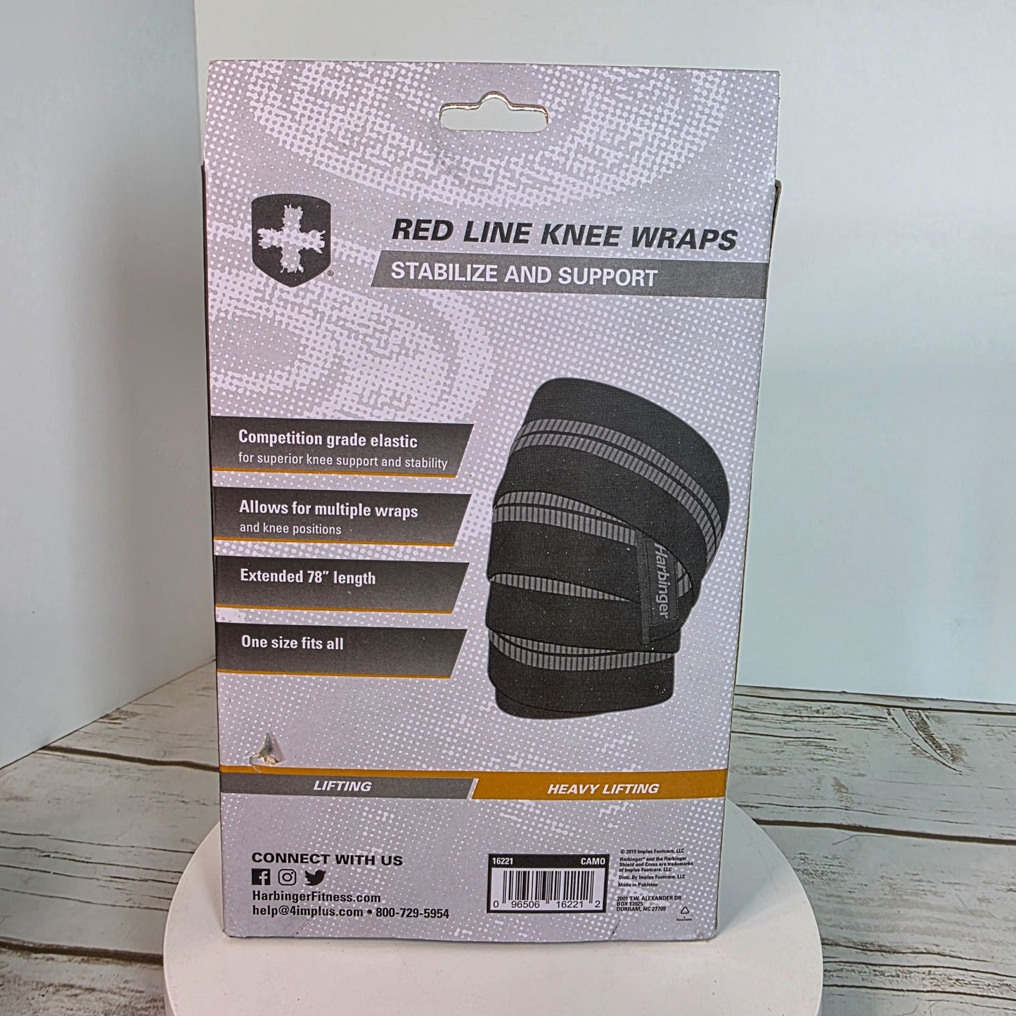 Harbinger Red Line Knee Wraps Camouflage Heavy Lifting Support 78" Elastic One Size Fits All