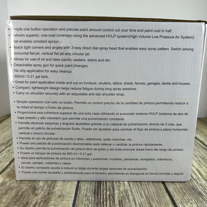 Portable 650W Electric Paint Sprayer Gun With 3 Spray Patterns & 800ml Container