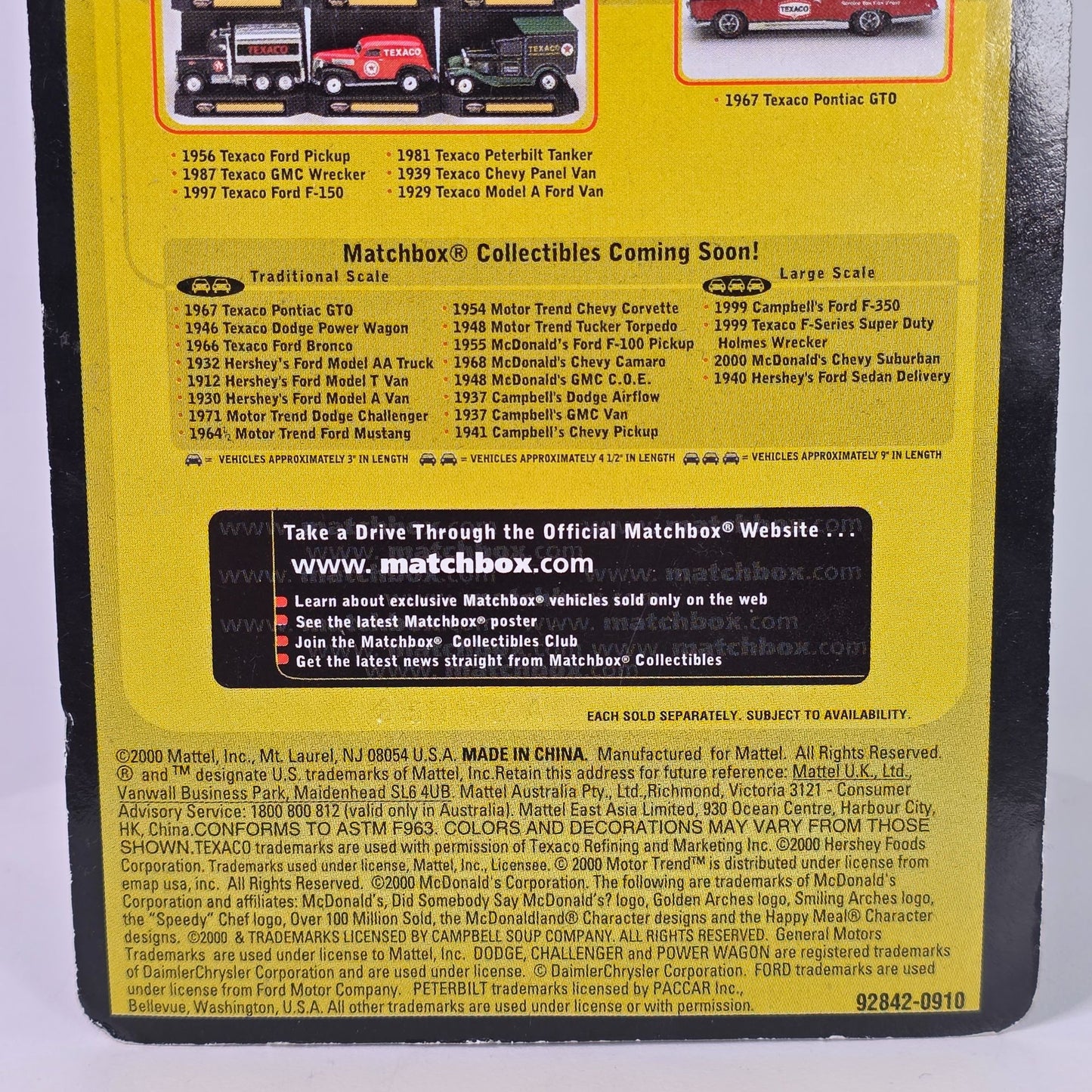 Matchbox Texaco Collectible 1939 Chevy Panel Van Die-Cast Model