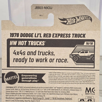 1978 Dodge Lil Red Express Truck Hot Wheels 173/250 White W/ Red Gold Stripes 1:64 Diecast Model Collectible