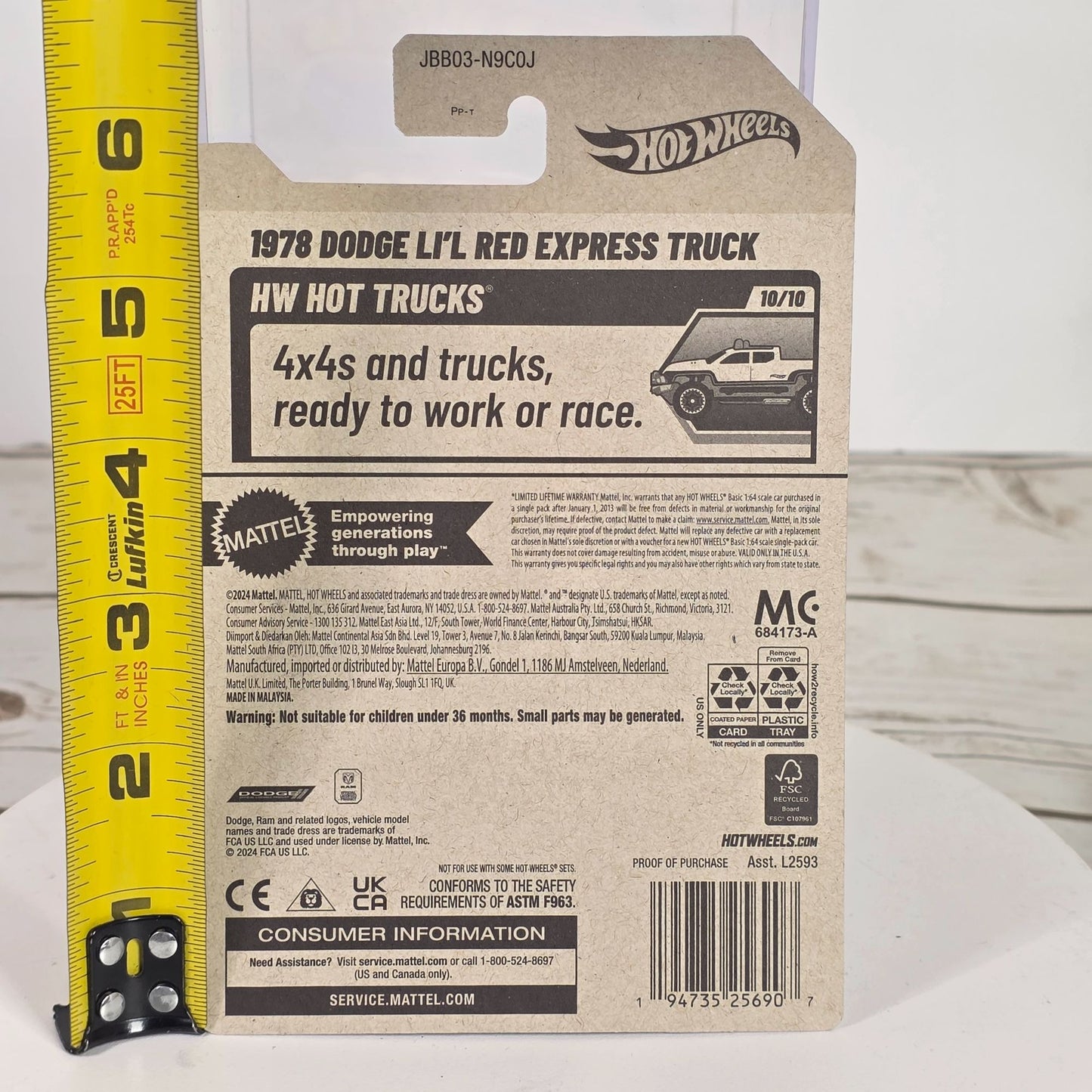 1978 Dodge Lil Red Express Truck Hot Wheels 173/250 White W/ Red Gold Stripes 1:64 Diecast Model Collectible