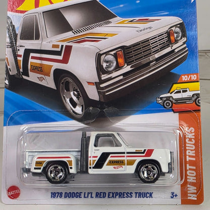 1978 Dodge Lil Red Express Truck Hot Wheels 173/250 White W/ Red Gold Stripes 1:64 Diecast Model Collectible