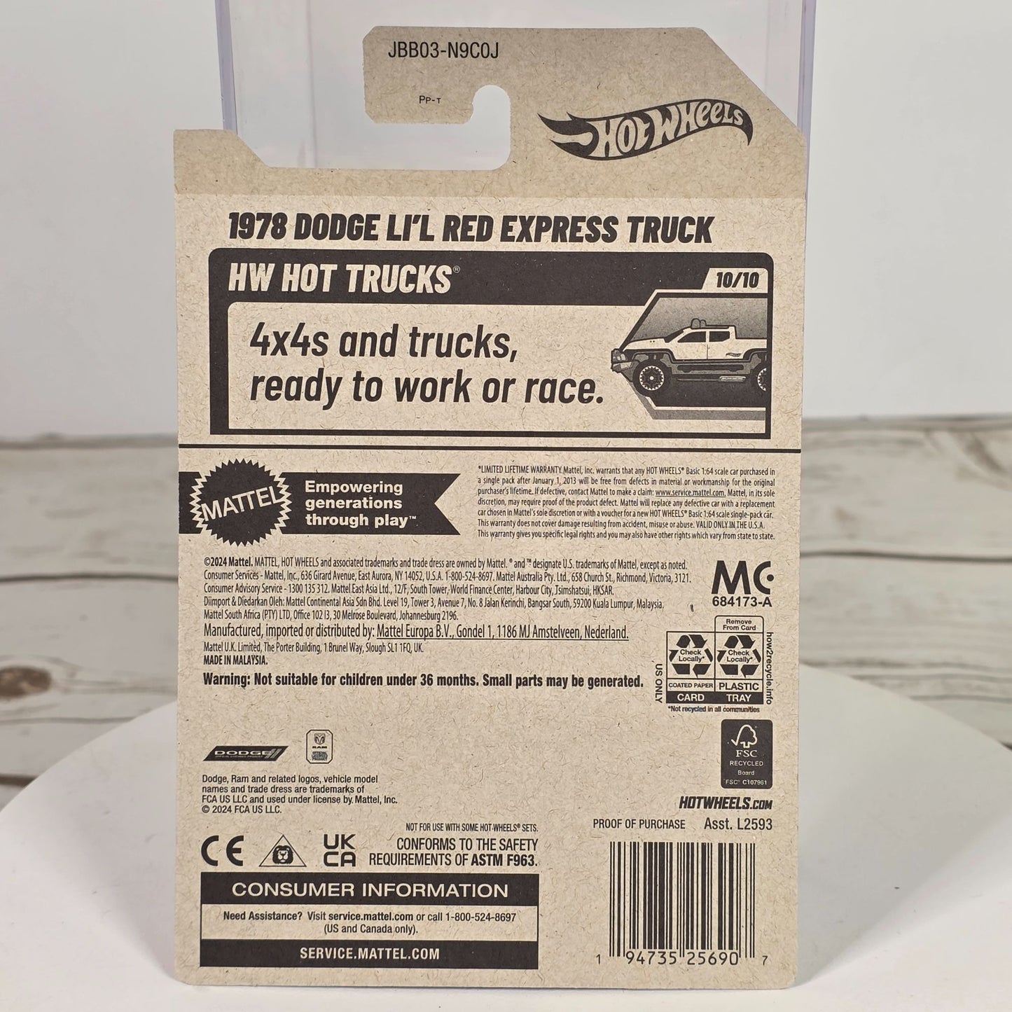 1978 Dodge Lil Red Express Truck Hot Wheels 173/250 White W/ Red Gold Stripes 1:64 Diecast Model Collectible