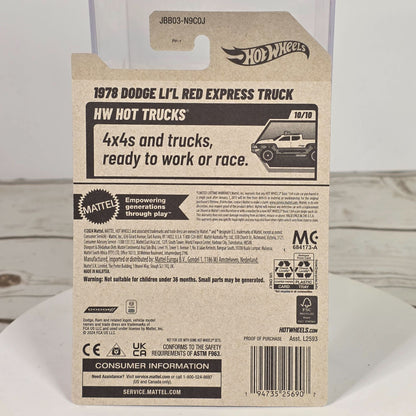 1978 Dodge Lil Red Express Truck Hot Wheels 173/250 White W/ Red Gold Stripes 1:64 Diecast Model Collectible