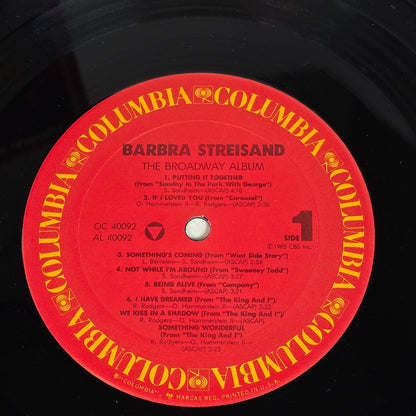 Barbra Streisand The Broadway Album Vinyl LP Columbia Records 1985