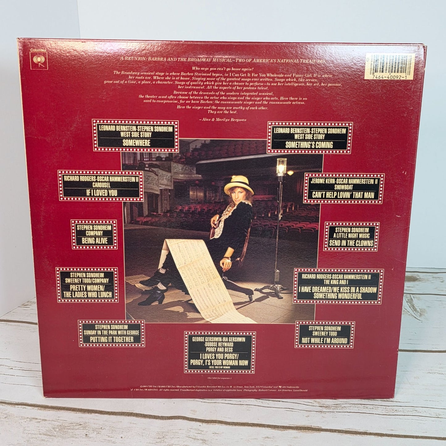 Barbra Streisand The Broadway Album Vinyl LP Columbia Records 1985