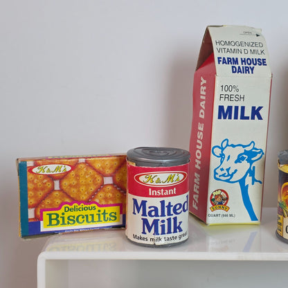 Vintage Plastic Play Food Set With Milk Juice Biscuits & More