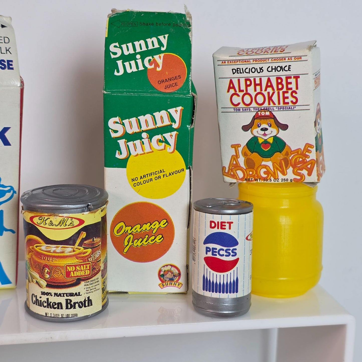 Vintage Plastic Play Food Set With Milk Juice Biscuits & More