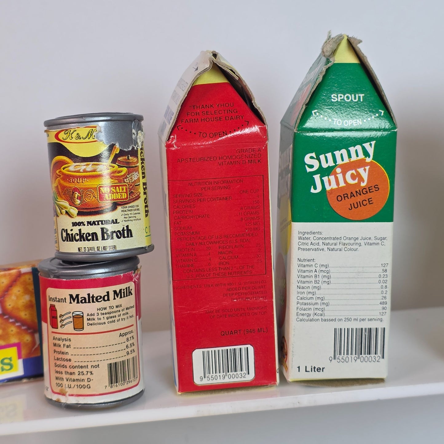 Vintage Plastic Play Food Set With Milk Juice Biscuits & More