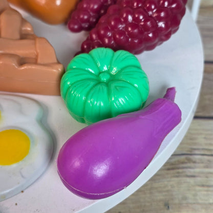 Vintage Plastic Play Food Set With Milk Juice Biscuits & More