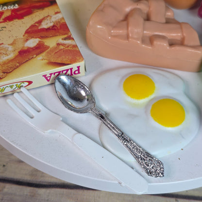 Vintage Plastic Play Food Set With Milk Juice Biscuits & More