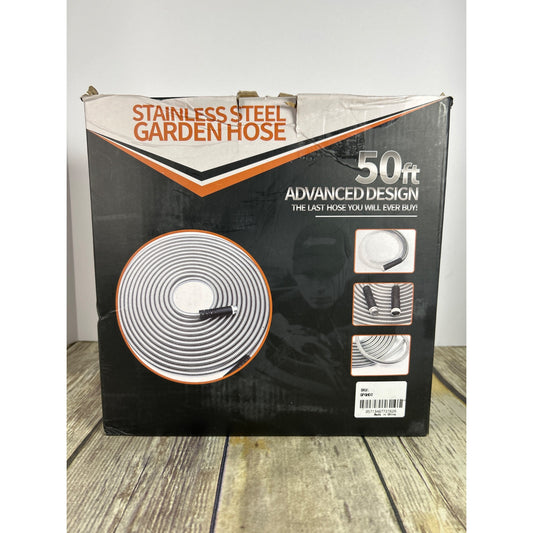 Stainless Steel Garden Hose 50 Ft Advanced Design Kink Proof Tear & Crack Proof Durable Outdoor Use