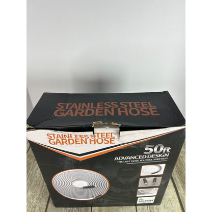 Stainless Steel Garden Hose 50 Ft Advanced Design Kink Proof Tear & Crack Proof Durable Outdoor Use