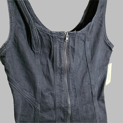 NWT New Women's Uniserval Thread Goods Co Black Denim Tank Size 6 Zipper Front