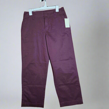 NWT New Women's A New Day Straight Leg High Rise Pants 8 R Burgundy X2EE61