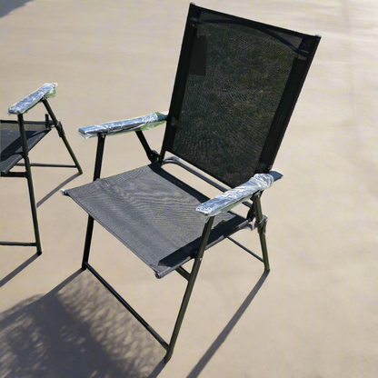 Set of 2 NWT New Room Essentials Sling Folding Patio Chairs Black 37Hx22Wx23D