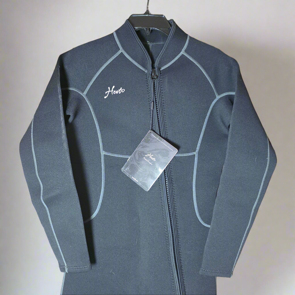Hevto Men Wetsuits 3/2mm Neoprene Wet Suit Back Front Zip in Cold Water for Surfing Swimming Diving