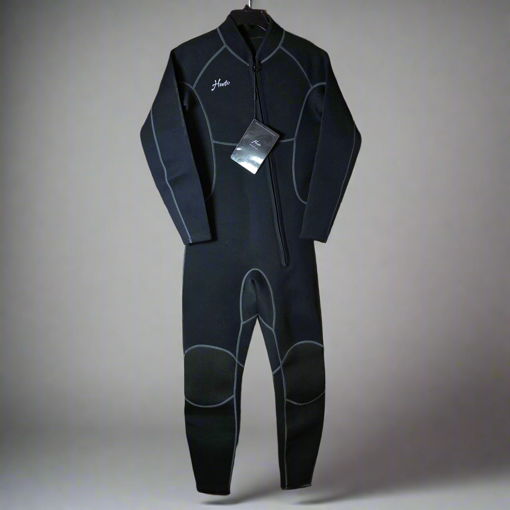 Hevto Men Wetsuits 3/2mm Neoprene Wet Suit Back Front Zip in Cold Water for Surfing Swimming Diving