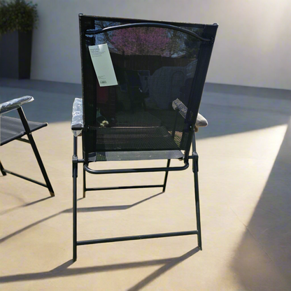 Set of 2 NWT New Room Essentials Sling Folding Patio Chairs Black 37Hx22Wx23D