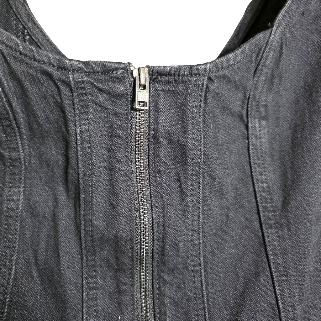NWT New Women's Uniserval Thread Goods Co Black Denim Tank Size 6 Zipper Front