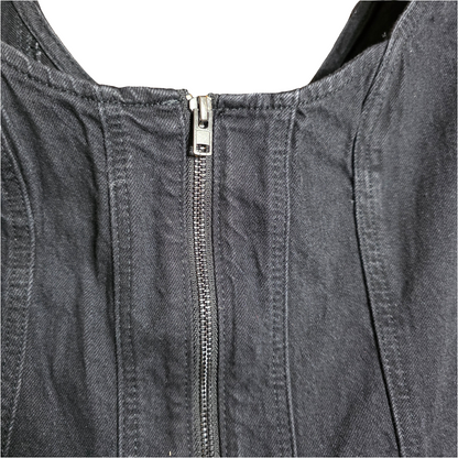 NWT New Women's Uniserval Thread Goods Co Black Denim Tank Size 6 Zipper Front