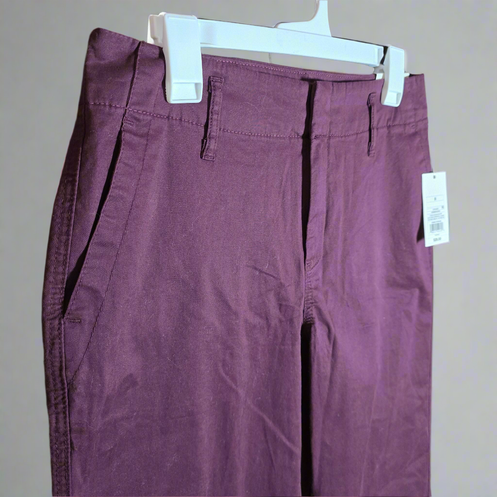 NWT New Women's A New Day Straight Leg High Rise Pants 8 R Burgundy X2EE61
