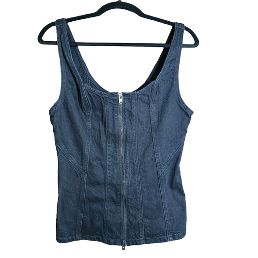 NWT New Women's Uniserval Thread Goods Co Black Denim Tank Size 6 Zipper Front