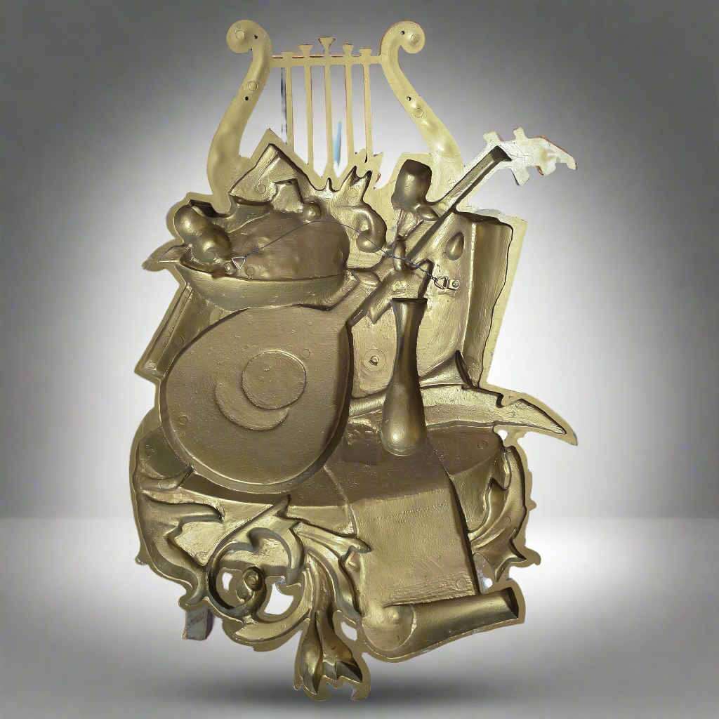 Vintage 1970s Syroco 3D Musical Wall Art Sculpture Hanging Plaque #7236 Lute Lyre Instruments Scroll