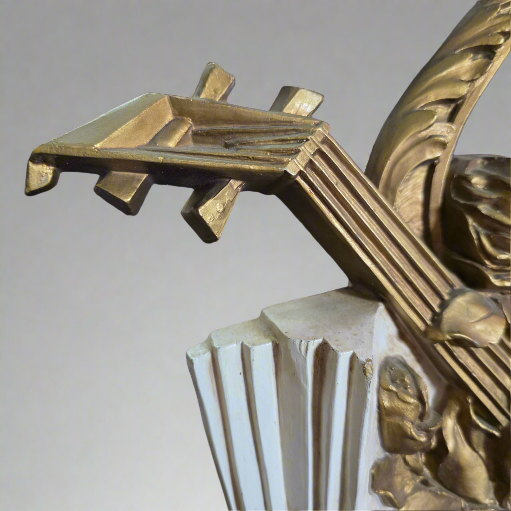 Vintage 1970s Syroco 3D Musical Wall Art Sculpture Hanging Plaque #7236 Lute Lyre Instruments Scroll