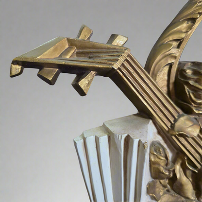 Vintage 1970s Syroco 3D Musical Wall Art Sculpture Hanging Plaque #7236 Lute Lyre Instruments Scroll