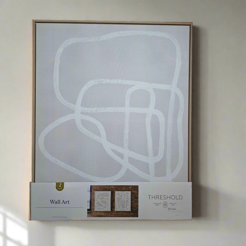 New Set of 2 THRESHOLD Framed Line Drawing Wall Art Canvases 24"x30" Each Neutral